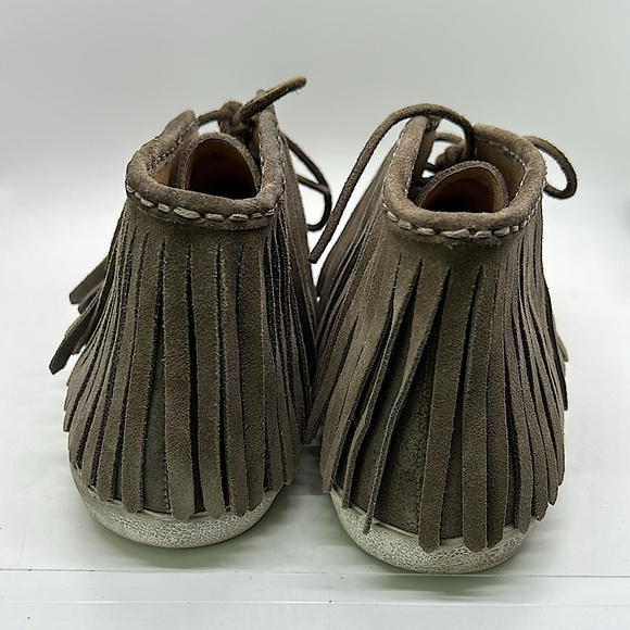 Frye Men’s Quarter Top Taupe Ash Suede Fringe Moccasins Boots Shoes **Sz 8.5M** - Picture 5 of 7